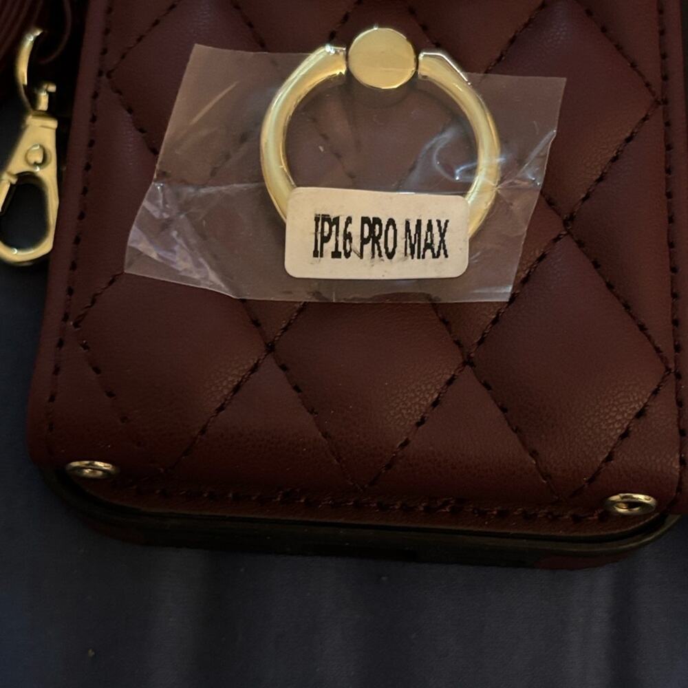 NWB iPhone 16 Pro Max Leather Crossbody Bag - Wine Rose